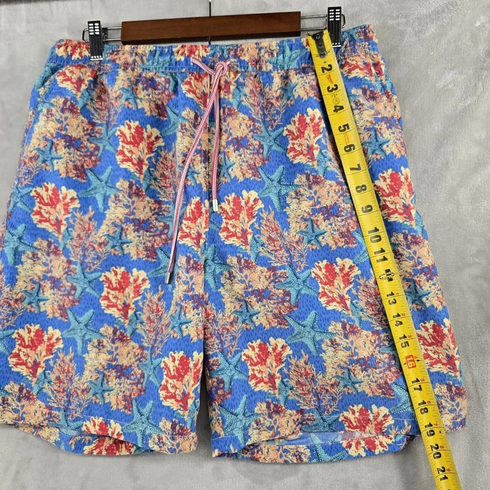 Peter Millar Seaside Swim Trunks Mens Large Sea Star Coral Mens Large Mesh Liner
